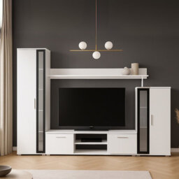 Bentley Modern Tv Entertainment Unit  White Black Glass Living Room Furniture Set Without Led Lights - thumbnail 3