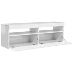 Berkfield Modern Tv Cabinet With Led Lights High Gloss White 120X35X40 Cm - thumbnail 9