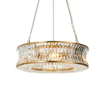 Luminosa Lighting Luminosa Vittoria Pendant Ceiling Light Warm Brass Plate, Crystal And Clear Glass - image 1
