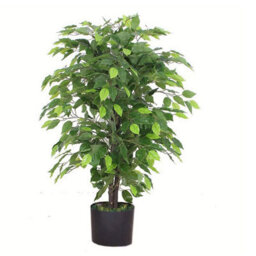 Leaf 90Cm Artificial Ficus Tree / Plant - Silver Metal Planter - thumbnail 4