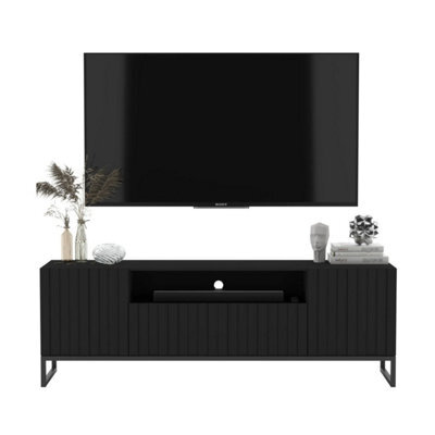 Heze Furniture Elpis Glamour Tv Cabinet Unit With Storage 150 Cm - Black Matt / Black Frame - image 1