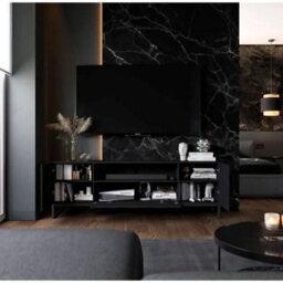 Heze Furniture Elpis Glamour Tv Cabinet Unit With Storage 150 Cm - Black Matt / Black Frame - thumbnail 3