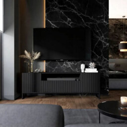 Heze Furniture Elpis Glamour Tv Cabinet Unit With Storage 150 Cm - Black Matt / Black Frame - thumbnail 5