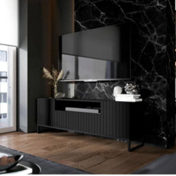 Heze Furniture Elpis Glamour Tv Cabinet Unit With Storage 150 Cm - Black Matt / Black Frame - thumbnail 4