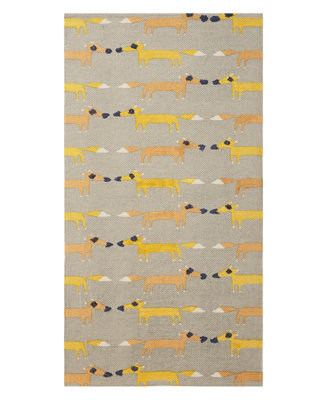 Beliani Fox Home Grey Area Rug 80 X 150 Cm - Low Pile Fox Print For Kids' Rooms - image 1