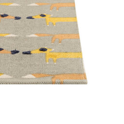 Beliani Fox Home Grey Area Rug 80 X 150 Cm - Low Pile Fox Print For Kids' Rooms - thumbnail 5