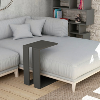 Decortie Muju Modern C-Shape Side End Coffee Table Multipurpose Sofa Lap Anthracite Grey H 57Cm - image 1