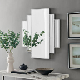 Furniturebox Uk Deco Large 1920S Inspired Art Deco Silver Framed Wall Mirror - thumbnail 1
