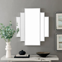 Furniturebox Uk Deco Large 1920S Inspired Art Deco Silver Framed Wall Mirror - thumbnail 4