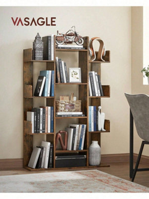 Vasagle Large Tree Bookshelf, Storage Shelf, Bookcase With Rounded Corners, Rustic Brown - image 1