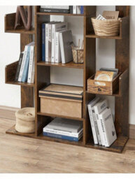 Vasagle Large Tree Bookshelf, Storage Shelf, Bookcase With Rounded Corners, Rustic Brown - thumbnail 4