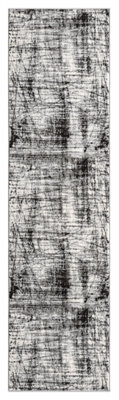 Obsidian Modern Low Pile Area Rug - Oblique Abstract Design Grey 60Cm X 220Cm - image 1