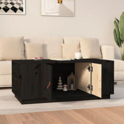 Berkfield Coffee Table Black 100X50X41 Cm Solid Wood Pine - thumbnail 3