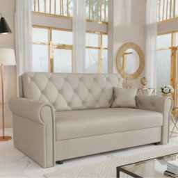 Viva Roma Iii Living Room Sofa Bed With Storage Polyurethane Foam Hr Foam Wave Springs Metal Legs 168X85X98Cm Beige - thumbnail 1