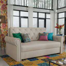 Viva Roma Iii Living Room Sofa Bed With Storage Polyurethane Foam Hr Foam Wave Springs Metal Legs 168X85X98Cm Beige - thumbnail 2