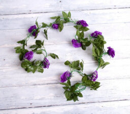 Best Artificial 7Ft Purple Silk Rose Garland Decoration - Perfect From Home, Office Or Events - thumbnail 3