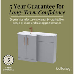 Balterley Left-Hand Bathroom Vanity And Wc Unit Combination With Basin - 1100mm - Satin Grey With Brushed Bronze Handles - thumbnail 6