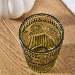 Dibor Set Of 4 Palmas Green Embossed Drinking Glass Spring Summer Tall Tumbers 380Ml - thumbnail 4