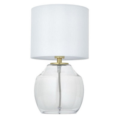 First Choice Lighting Fabia - Satin Brass And Clear Glass 33Cm Table Lamp - image 1