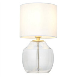 First Choice Lighting Fabia - Satin Brass And Clear Glass 33Cm Table Lamp - thumbnail 2