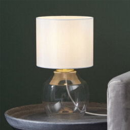 First Choice Lighting Fabia - Satin Brass And Clear Glass 33Cm Table Lamp - thumbnail 3