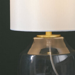 First Choice Lighting Fabia - Satin Brass And Clear Glass 33Cm Table Lamp - thumbnail 5