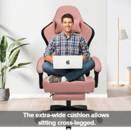 Gtplayer Fabric Gaming Chair With Footrest, Ergonomic Computer Desk Chair With Pocket Spring Cushion Heavy Duty Wide Pc Chair - thumbnail 3