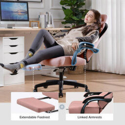 Gtplayer Fabric Gaming Chair With Footrest, Ergonomic Computer Desk Chair With Pocket Spring Cushion Heavy Duty Wide Pc Chair - thumbnail 6