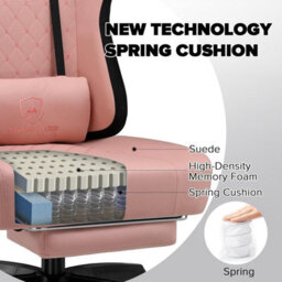Gtplayer Fabric Gaming Chair With Footrest, Ergonomic Computer Desk Chair With Pocket Spring Cushion Heavy Duty Wide Pc Chair - thumbnail 5