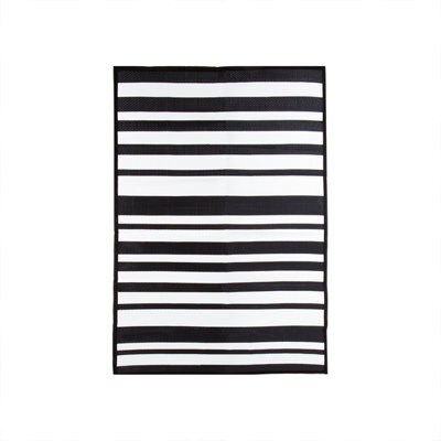 Charles Bentley Stripe Waterproof Rug Indoor/outdoor Black 120X170Cm - image 1