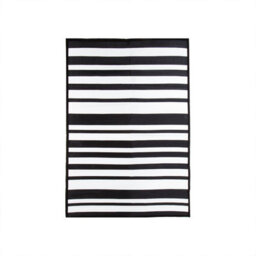 Charles Bentley Stripe Waterproof Rug Indoor/outdoor Black 120X170Cm - thumbnail 1
