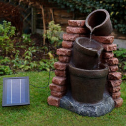 Gardenwize Garden Outdoor Solar Powered Corner Brick Wall Water Fountain Feature - thumbnail 4