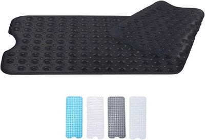 Zuvo Extra Long Bath Mat 100X40Cm Black Non Slip Shower Mat With Suction And Machine Washable - image 1