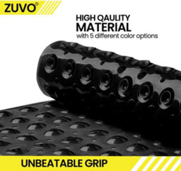 Zuvo Extra Long Bath Mat 100X40Cm Black Non Slip Shower Mat With Suction And Machine Washable - thumbnail 3