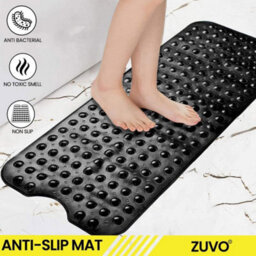 Zuvo Extra Long Bath Mat 100X40Cm Black Non Slip Shower Mat With Suction And Machine Washable - thumbnail 7