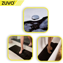 Zuvo Extra Long Bath Mat 100X40Cm Black Non Slip Shower Mat With Suction And Machine Washable - thumbnail 2