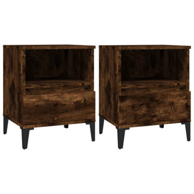 Berkfield Industrial Bedside Cabinets 2 Pcs Smoked Oak 40X35X50 Cm