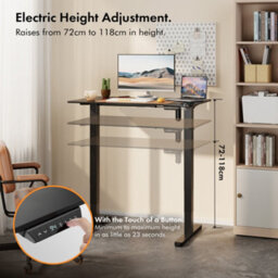 Vonhaus Electric Standing Desk, Height Adjustable Sit Stand Desk, 3 Height Preset Technology, 100X60Cm, Black Desktop & Frame - thumbnail 2