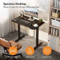 Vonhaus Electric Standing Desk, Height Adjustable Sit Stand Desk, 3 Height Preset Technology, 100X60Cm, Black Desktop & Frame - thumbnail 3