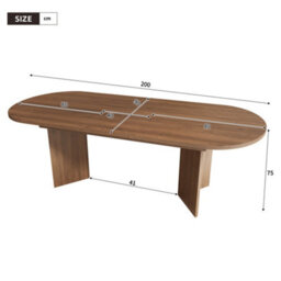 Btm Extendable Dining Table 160 200X90Cm, Seats 6 8, Rounded Corners, Thick Top, Walnut - thumbnail 4