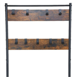 Rustic Brown Coat Rack Stand With Shoe Storage Bench 9 Hooks Rustic 2 Colours Entrance Hall - thumbnail 3