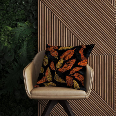 Warren Reed Designer Orange Feather Leaves Outdoor Cushion 60Cm X 60Cm