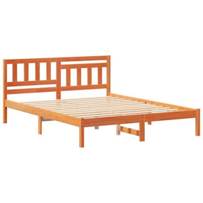 Berkfield Modern With Headboard Wax Brown 150 X 200 Cm Solid Pine Wood