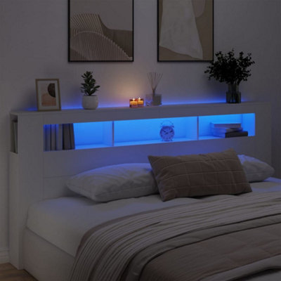 Berkfield Led Headboard White 220X18.5X103.5 Cm Engineered Wood - image 1