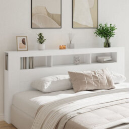Berkfield Led Headboard White 220X18.5X103.5 Cm Engineered Wood - thumbnail 4