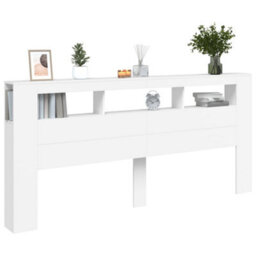 Berkfield Led Headboard White 220X18.5X103.5 Cm Engineered Wood - thumbnail 5
