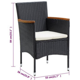 Vidaxl Garden Dining Chairs 4 Pcs Poly Rattan Black - thumbnail 8