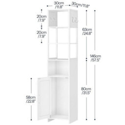 White Bathroom Corner Storage Cabinet Cupboard Organiser - thumbnail 2