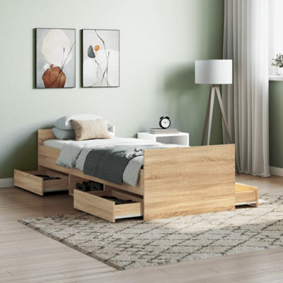 Berkfield Bed Frame With Headboard And Footboard Sonoma Oak 75X190 Cm - image 1