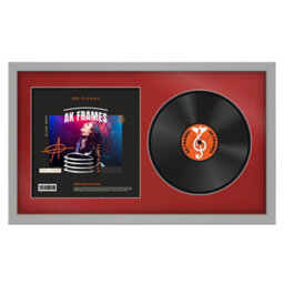 "30X17"" Light Grey Modern Vinyl Record Frame With Crimson Mount For 12 Inch Lp Album Cover & Disc - Ak Frames"